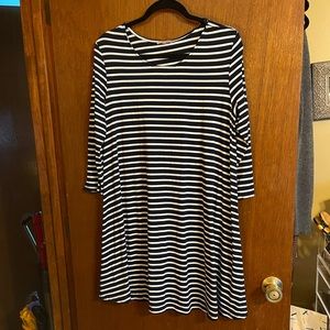 Navy with White Stripe Dress